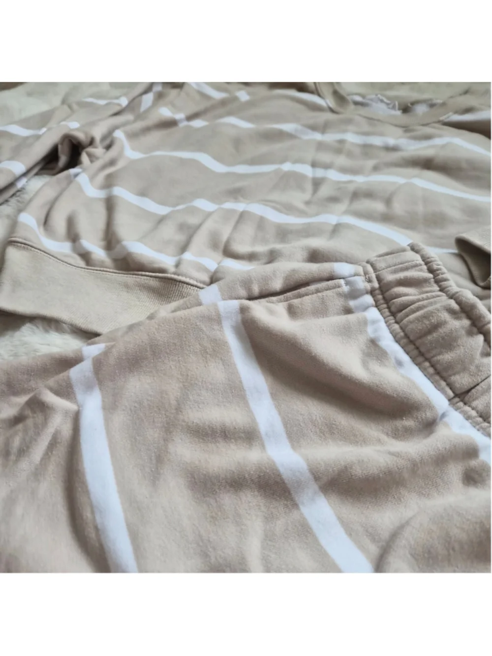 Women's Jockey Striped Pajama Set Beige White XL